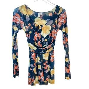 Daisy & Clover Long Sleeve Empire Waist Floral Romantic Top Size M